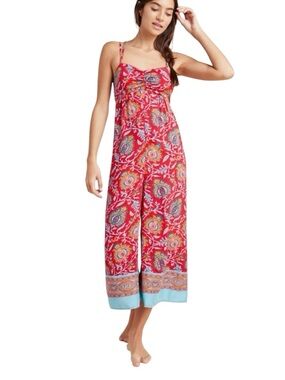 Anthropologie Marina Jumpsuit in Red Paisley Floral Wide-Leg Jumpsuit XS
